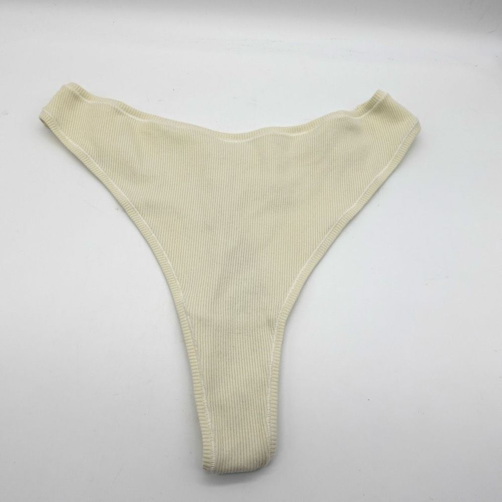 NWT SKIMS Ribbed Cotton Dipped Thong Bone Size 2X